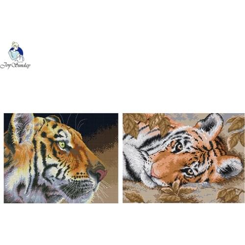 Joy Sunday Tiger Pattern DMC 14CT 11CT Printed Cross Stitch kit DIY Handmade Cotton Thread Embroidery Home Decoration Send Gift