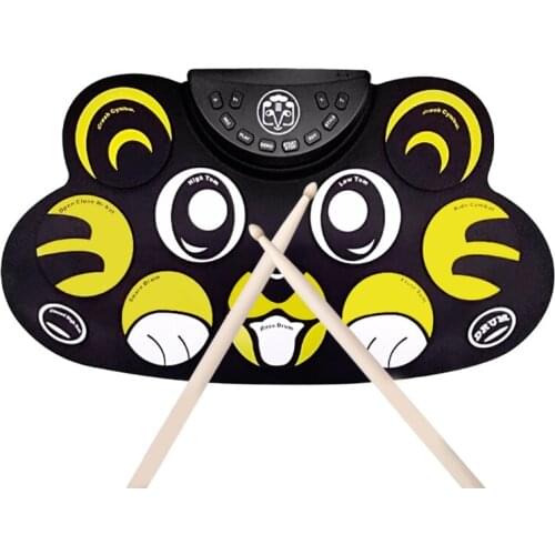Electronic Drum Set - 9 Pad Flexible Roll Up Drum Kit Practice Pad with Foot Pedals, Built in Speakers & Drum Sticks, Great