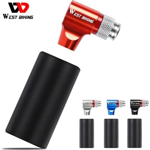 WEST BIKING CO2 Pump For Bicycle Schrader Presta Adapter Bike Pump Inflator Aluminum Tire Tube Mini Hand Pump NO CO2 Cartridge