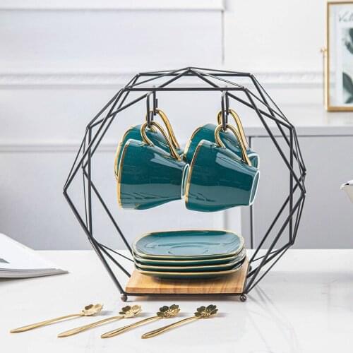 Nordic solid color household coffee cup dish exquisite ceramic home decoration accessories fashion light luxury tea set