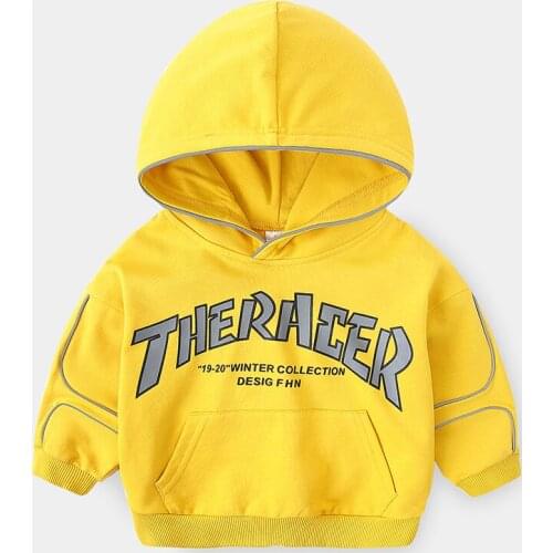 Autumn Baby Boys Sweatshirt Korean Fashion Loose Letter Print Hooded Sweatshirt for Toddler Boy Kids Clothes Child Hoodies 3-8 Y