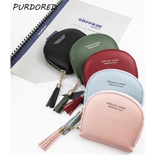 PURDORED 1 Pc Women Tassel Card Holder PU Leather ID Credit Card Case Passport Cover Tassel Cards Wallet Carteira Mujer Girl