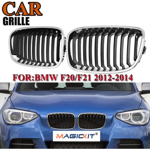 MagicKit For BMW 12-14 F20 F21 1 Series Replace Front Kidney Grills Grilles Chrome+Black