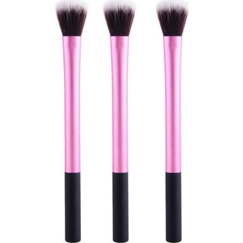 Pink blush brush cosmetics highlighter brush high quality setting brush aluminum alloy handle fiber wool foundation brus