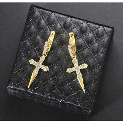 Hip Hop Punk Personality Cross Shaped Womens Mens Earrings Exquisite Ear Accessories Trend 2021 Jewelry Wholesale OHE023