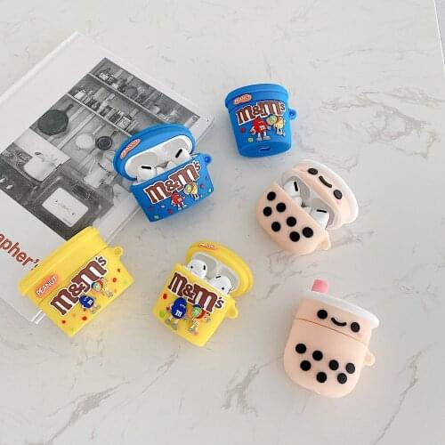 Lovely milk tea cup airpods1/2 Apple Bluetooth headset MM bean chocolate bottle protective cover pro3 is applicable