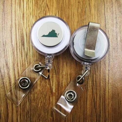 Virginia ID Badge Reel gift for him/her friend family retractable recoil id badge holder work fun