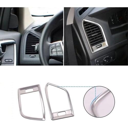 Stainless Steel Dashboard Air Conditioning Air Outlet Decoration Frame Trim Interior Ring Sequins for Volvo XC60 Car Styling