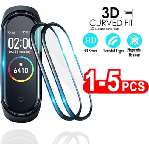 Smart Watch Screen Protector Film For Xiaomi MI Band 5 4 3 Curved Edge Full Cover Protective Not Tempered Glass For Miband 5 4