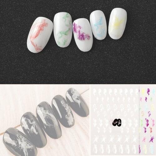 1 Sheet Smoke 3D Nail Art Transfer Stickers Colorful Sumdge Nail Designs Adhesive Sticker Tattoo Slides Manicure Z079