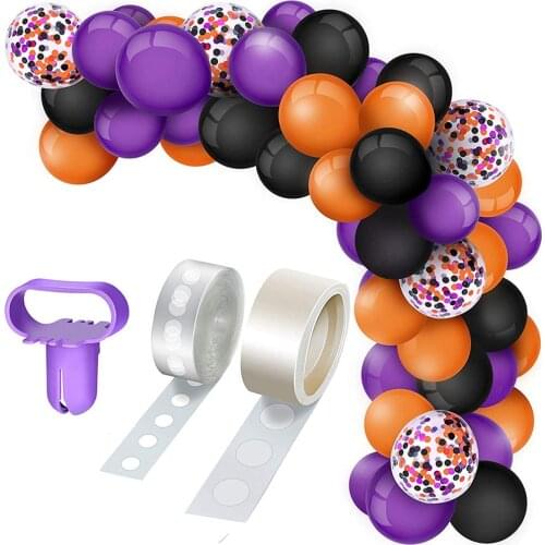 138pcs/lot Halloween Balloons Arch Garland Kit Confetti Black Orange Purple Balloons Halloween Decorations Birthday Party suppli