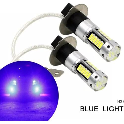 2Pcs H3 H1 W5W T10 White 4014 Chips 30 SMD High Power LED Fog Light Headlight Lamps Bulb Lens DC 12V 2 LED lights Car Parts New