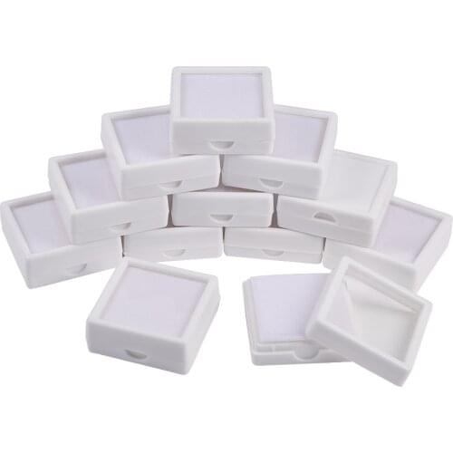 5Pcs Plastic Jewelry Boxes with Velvet Inside Square Black White Gift Box Gemstone Diamond Display Organizer Case 40x40x15mm