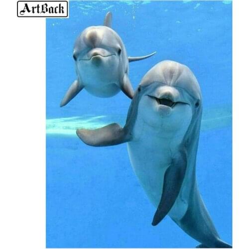 5d diy diamond painting dolphin picture animal diamond mosaic diamond embroidery decoration crafts