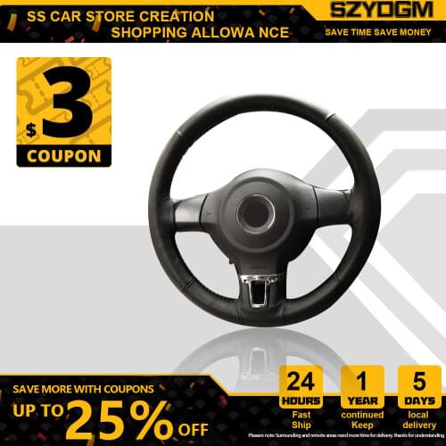Braid On Steering Wheel Car Steering Wheel Cover With Needles and Thread Artificial leather Diameter 38cm Steering cover couvre