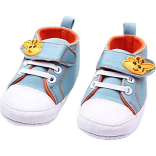 Baby Shoes Boy Girls Cartoon Printed Giraffe Canvas Anti-slip Infant Soft Sole First Walkers New Cotton Unisex Lace-up