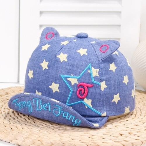 Children soft along Sun Hats Toddler Cap Cute star print Baby Cap Girl Boys Hat With Ear cotton Newborn kids Baseball Cap