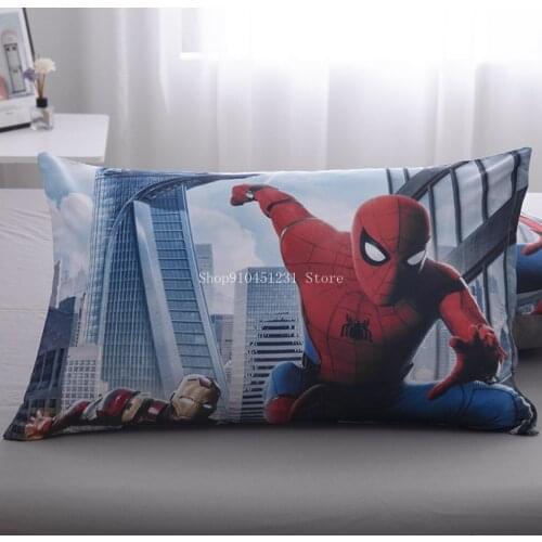 Disney Cartoon Spiderman Captain America Kids Pillowcases Baby Boys Girls Gift Decoration 3D Pillow Cover Pair 48x74CM on Bed