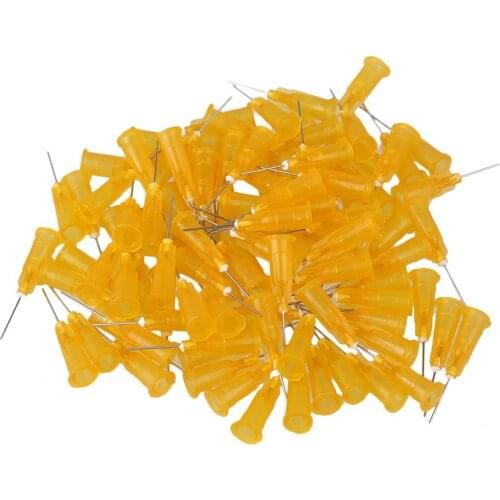 1/2'' Plastic 25Ga Stuck Connector Stainless Steel Dispenser Needles Liquid Adhesive Glue Syringe Pack of 100