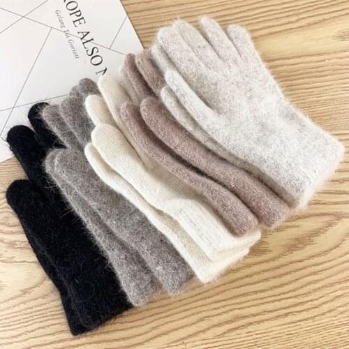 Elastic Full Finger Gloves Warm Thick Cycling Driving Fashion Women Men Winter Warm Knitted Woolen Outdoor Gloves 2021