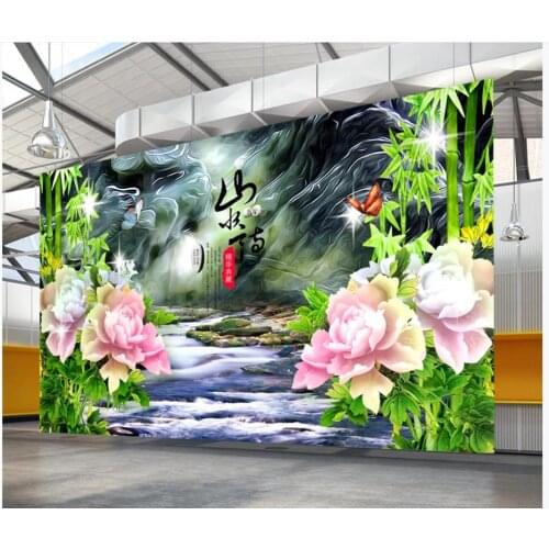 Custom photo wallpaper 3d mural wallpaper for walls 3d Alpine flowing water flowers mural TV background wall decoration painting