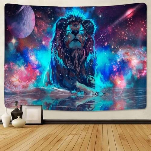 2020New Style Lion Tiger Animal World Tapestry African Grassland Animals Cartoon Wall Hanging Beach Towel Thin Yoga Boho Decor