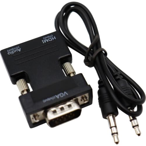 HDMI-compatible to VGA Male Converter 1080P Video Output with 3.5mm AUX Audio Cable Adapter for TV Box Projector PC Laptop