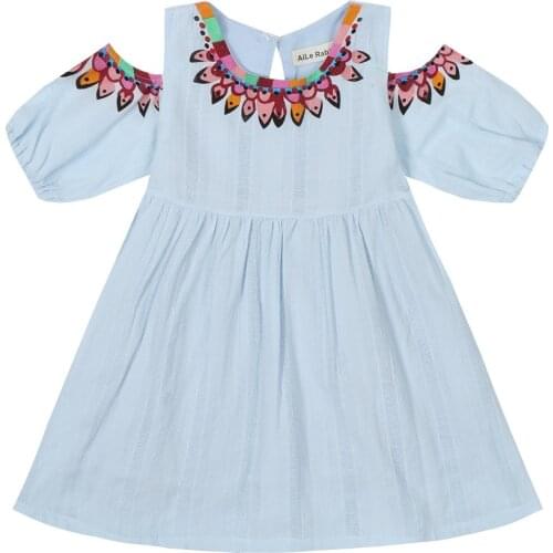 Cotton Girl Dress 2021 Summer New Girl Clothes Casual Sundress Short Sleeve Strapless Dress Princess Dress