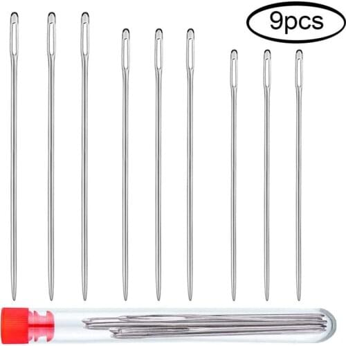 Dailylike 9 PCS Large Eye Stitching Needles 3.5inch to 4.9inch Big Eye Hand Sewing Needles for Stitching and Crafting Projects