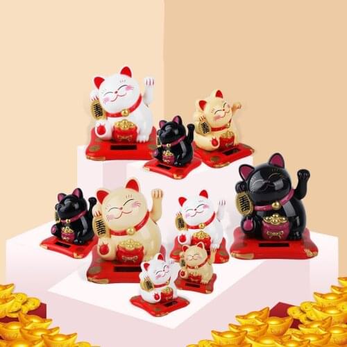 Chinese Lucky Wealth Waving Cat Gold Waving Hand Cat Home Decor Welcome Waving Cat sculpture statue decor Car Ornament