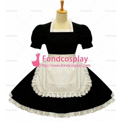 Cotton Sexy Sissy Maid Dress Lockable French Uniform Cosplay Costume Custom-made[G581]