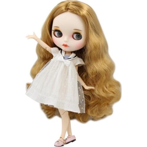 ICY DBS Blyth Doll white skin joint body New matte face golden curls hair DIY sd gift toy