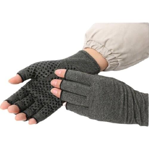 Linen Gray Pressure Fitness Gloves Fingerless Sunscreen Rehabilitation Silicone Outdoor Sports Cycling Riding Gloves