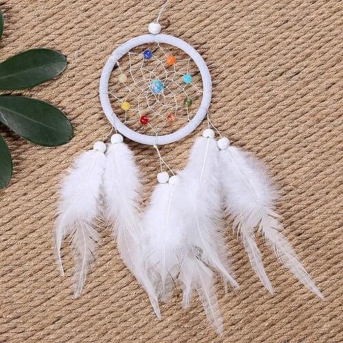 Dream Catcher Accessories Feather Pendant Decoration Ornament CircularLight BrownOC-2008