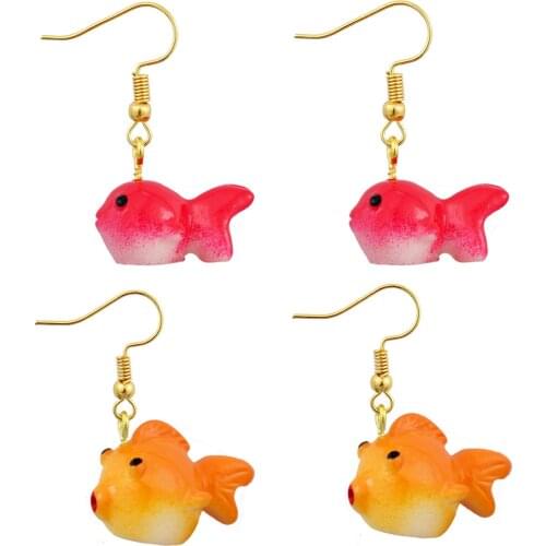 Cartoon Cute 3D Animal Goldfish Drop Earrings For Women Girls Handmade Personality Creative Dangle Earrings Jewelry Accessaries