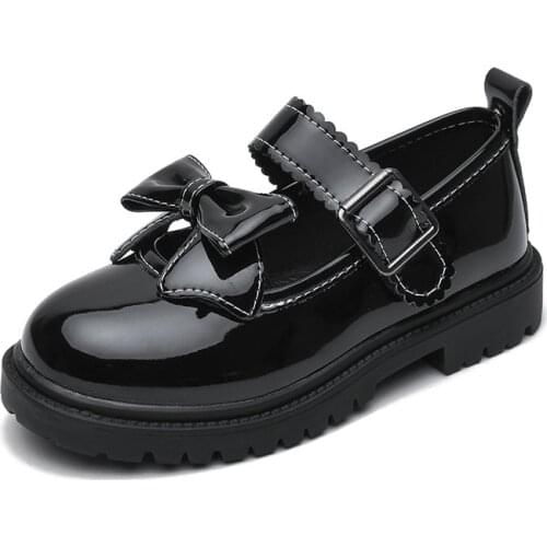 Fashion Bow Children Dresses Ballet Flats Leather Princess School Shoes For Kids Spring Little Girls 3 4 5 6 7 8 9 10 11 12 Year