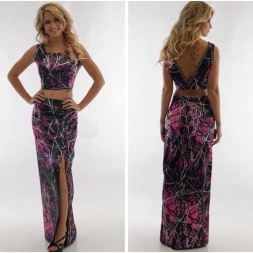 Muddy Girl Camo Satin Camouflage Sheath Bridesmaid Dresses 2019 Custom Vestidos De Bridesmaids Two Piece Honor Of Maid Plus Size