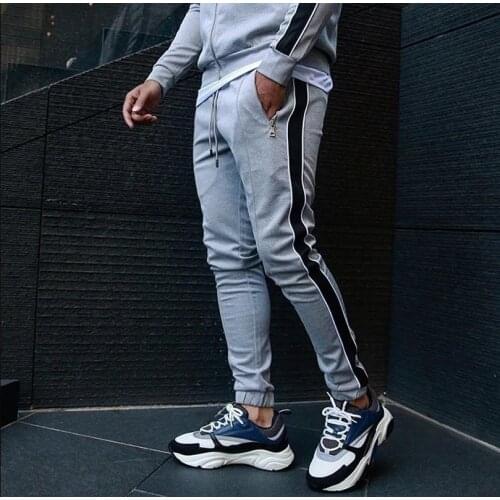 Men Sweatpants with Zipper Pockets Open Bottom Athletic Pants Jogging Trousers Mens Running Workout Track Pants