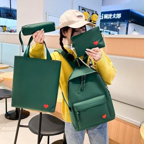 4pcs sets Backpack New School Bags For Teenage Girls Women Backpack Casual Canvas Teenager Girls Casual Shoulder Bag Mochilas