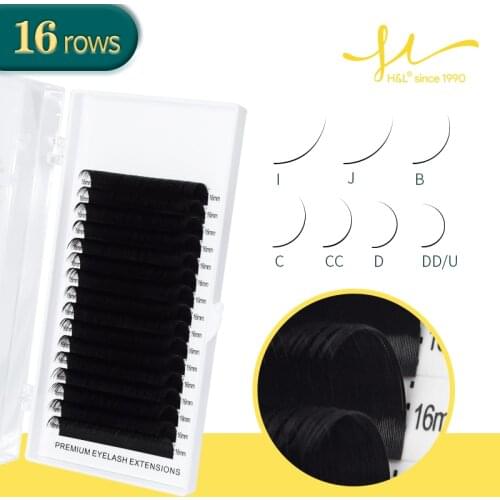 H&L SINCE 1990 16Rows Faux mink individual eyelash extensions for professionals soft mink matte lash