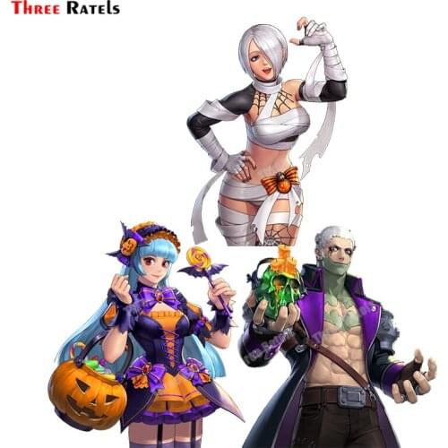 Three Ratels B597 Anime Halloween Angel Kula And Yashiro KOFAS Stickers For Peugeot 207 Vinyl Material Waterproof Decor Decals