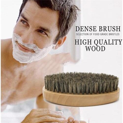 New High Quality Soft Boar Bristle Wood Beard Brush Hairdresser Shaving Tool Men Mustache Comb Kit Gift Bag Beard Hair Comb Set