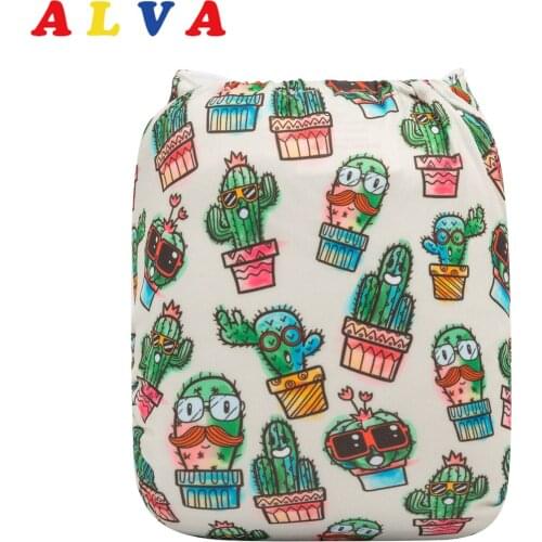 Alvababy 2021 New Print Baby Cloth Diaper with 1pc Reusable Microfiber Insert