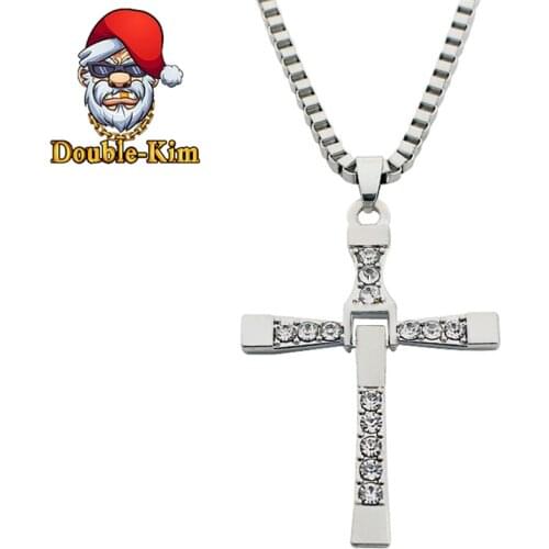 Cross Zircon Necklace Hiphop Rock Street Culture Titanium Stainless Steel Gold Classic Chain Necklace Fashion Man Jewelry Gift