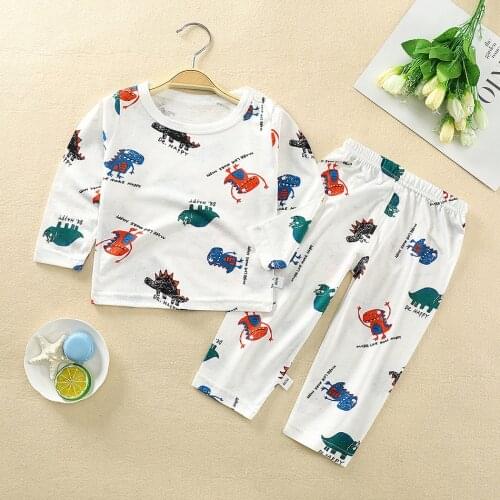 Kids Boys Girls Pajama Sets Cartoon Casual Long Sleeve Cute T-Shirt Tops Pants Toddler Baby Autumn Sleeping Clothes JYF