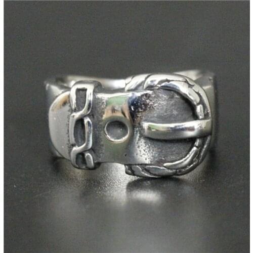 Drop Shipping Size 7-12 Fashion Belt Style Ring 316L Stainless Steel Jewelry Cool Men Women Fashion Anchor Ring