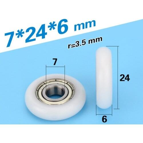 [R0724-6] 10PCS low noise ball bearing 697zz round type inner diameter 7mm drawer sliding guide roller wheel pulley 7*24*6mm