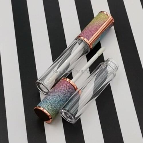 Rainbow Color Cap Empty Clear Tube Lip Gloss Tube With Wand 50 Pieces 6ml Cosmetic Container Packaging