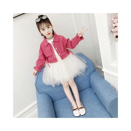 Spring new childrens two-piece autumn childrens coat + dress Korean female baby fashion princess suit