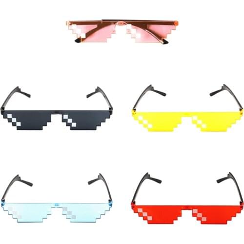 Hot 1Pcs Mosaic Glasses Sunglasses Men Women 8 Bit Coding Pixel Trendy Cool Super Party Funny Vintage Shades Eyewear
